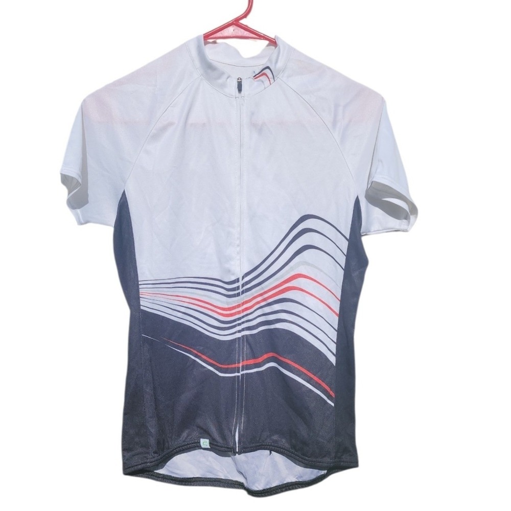 Cannondale Mens Small Cycling Jersey Full Zip‎ Short Sleeve White Grey Graphic